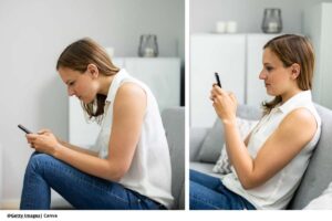 Levantar celular a la altura de los ojos