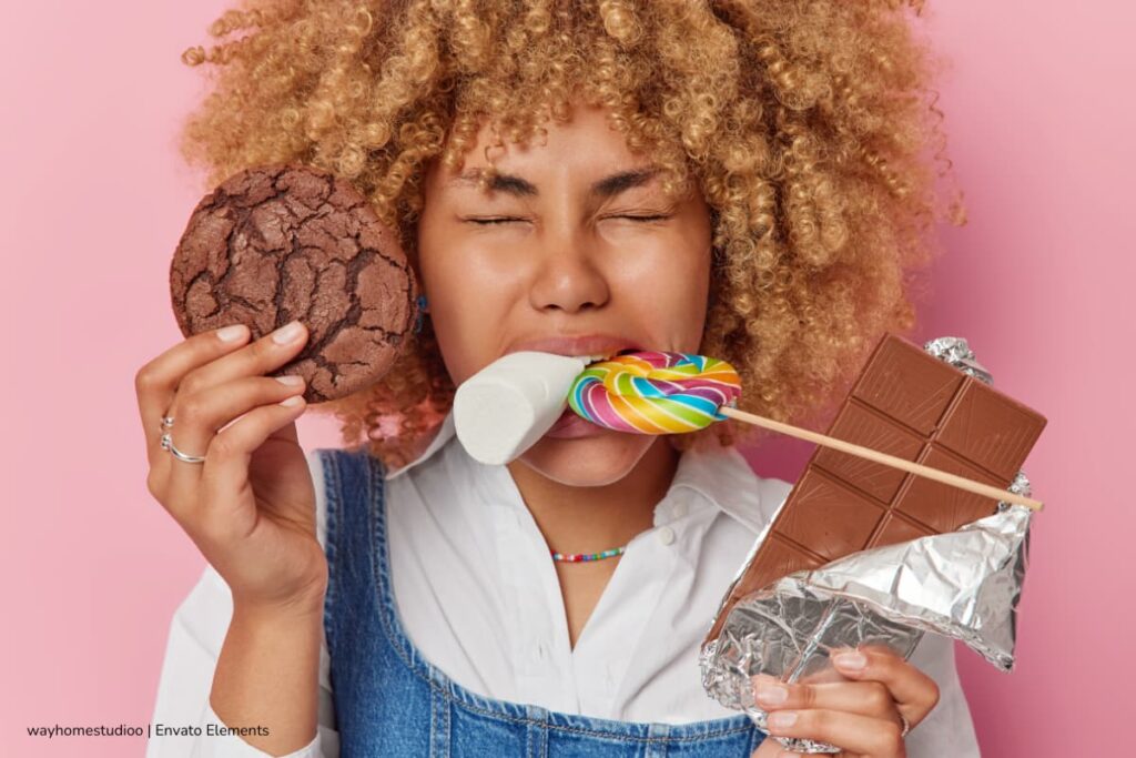 antojos de dulce, mujer con ataque de antojos de dulce,, Más Bienestar